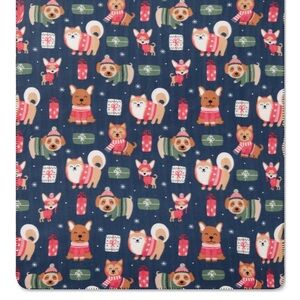 Festive Dog Pattern Throw Blanket